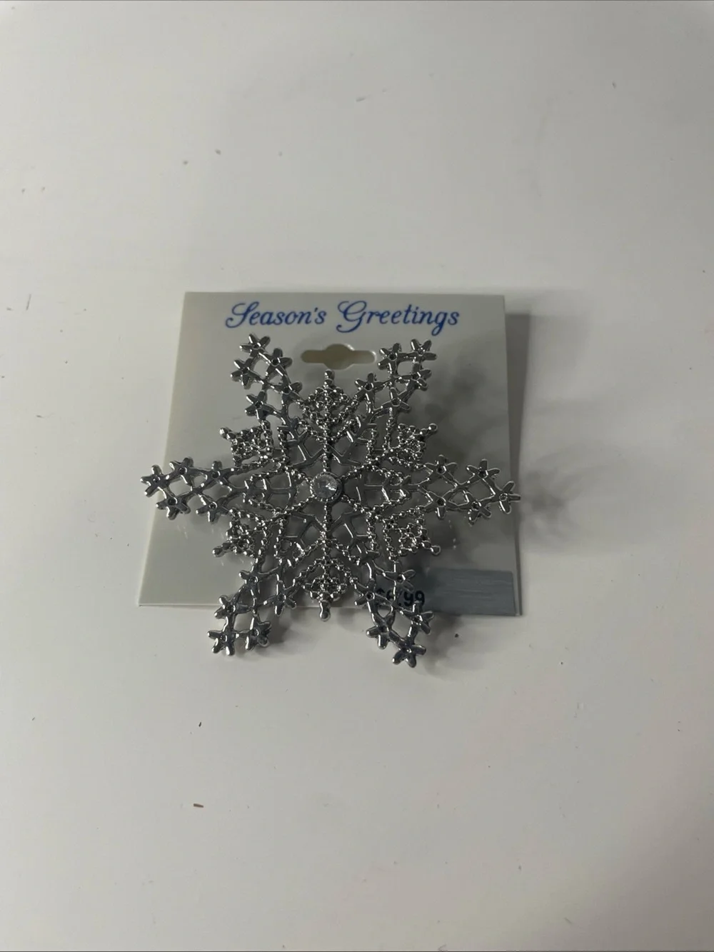 New With Tag Holiday Jewelry Christmas Snowflake w/Crystals Broach, Brooch-New